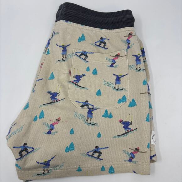 Chubbies Loungewear Medium Beige Ski Pattern Drawstring Jogger Shorts - Picture 1 of 6